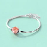 925 Silver Strawberry Quartz Bangles Romantic Fine Jewelry for Woman