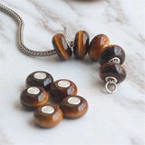 925 Silver Tiger Eye Charm Bead for European Bracelet