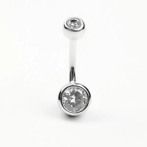 925 Silver Belly Button Ring Clear Zircon Navel Nail