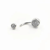 925 Silver Belly Button Ring Clear Zircon Navel Nail
