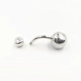 925 Silver Belly Button Ring Clear Zircon Navel Nail