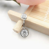 925 Silver Belly Button Ring Clear Zircon Navel Nail