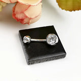 925 Silver Belly Button Ring Clear Zircon Navel Nail