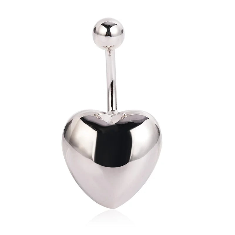 925 Silver Navel Piercing Heart Shape Belly Button Ring Body Jewelry