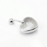 925 Silver Navel Piercing Heart Shape Belly Button Ring Body Jewelry