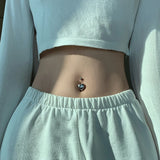 925 Silver Navel Piercing Heart Shape Belly Button Ring Body Jewelry
