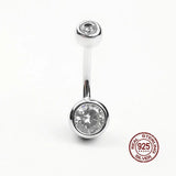 925 Silver Navel Piercing Zircon Belly Button Ring Women Body Jewelry