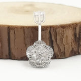 925 Silver Navel Piercing Flower Belly Button Ring Body Jewelry For Women