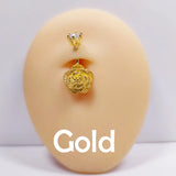 925 Silver Navel Piercing Flower Belly Button Ring Body Jewelry For Women
