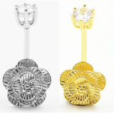 925 Silver Navel Piercing Flower Belly Button Ring Body Jewelry For Women