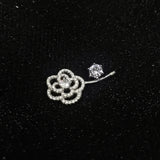 925 Silver Navel Piercing Zircon Rose Flower Belly Button Ring