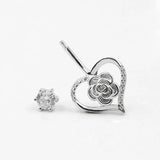 925 Silver Navel Piercing Heart Flower CZ Belly Button Ring Women Jewelry