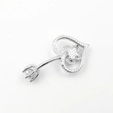 925 Silver Navel Piercing Heart Flower CZ Belly Button Ring Women Jewelry