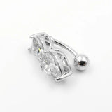 925 Silver Heart CZ Navel Piercing Belly Button Ring Body Jewelry For Women