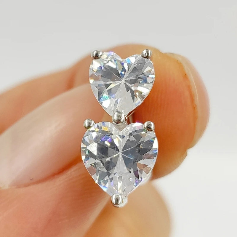 925 Silver Heart CZ Navel Piercing Belly Button Ring Body Jewelry For Women