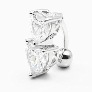 925 Silver Heart CZ Navel Piercing Belly Button Ring Body Jewelry For Women