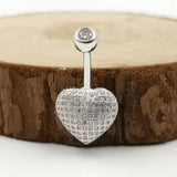 925 Silver Heart Shape CZ Belly Button Ring