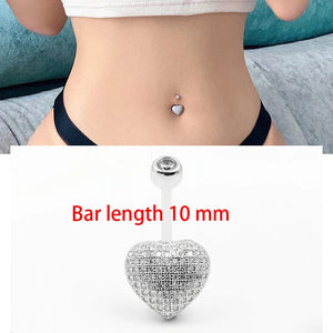 925 Silver Heart Shape CZ Belly Button Ring