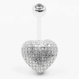 925 Silver Heart Shape CZ Belly Button Ring