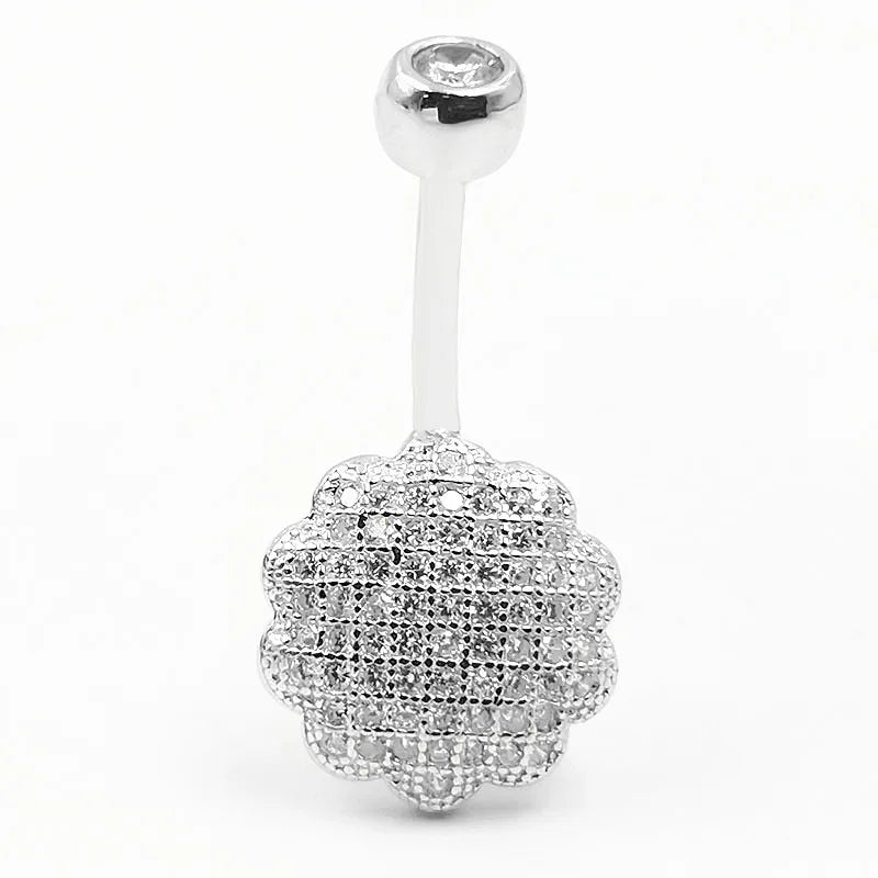 925 Silver Navel Ring CZ Belly Piercing Body Jewelry