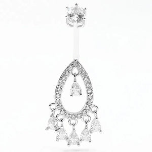 925 Silver Navel Ring CZ Belly Piercing 1pcs