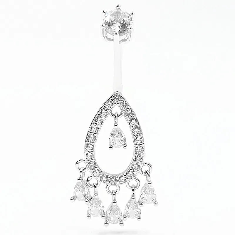925 Silver Navel Ring CZ Belly Piercing 1pcs