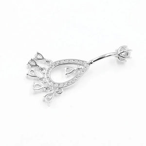 925 Silver Navel Ring CZ Belly Piercing 1pcs