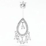 925 Silver Navel Ring CZ Belly Piercing 1pcs