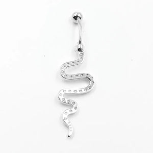 925 Silver Navel Ring CZ Snake Belly Piercing
