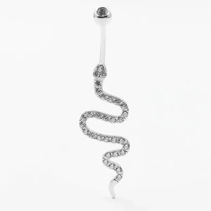 925 Silver Navel Ring CZ Snake Belly Piercing