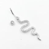 925 Silver Navel Ring CZ Snake Belly Piercing