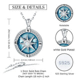 925 Silver Navy Compass Opal Necklace for Women
