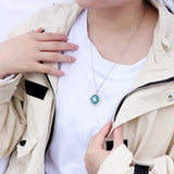 925 Silver Navy Compass Opal Necklace for Women