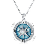 925 Silver Navy Compass Opal Necklace for Women