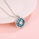 925 Silver Navy Compass Opal Necklace for Women