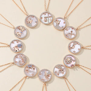 925 Silver Zodiac Sign Necklace with Mother-of-pearl Pendant