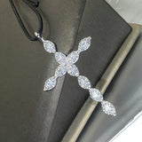 925 Sterling Silver Necklace 18 Inch Crystal Cross Pendant For Women