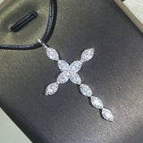 925 Sterling Silver Necklace 18 Inch Crystal Cross Pendant For Women