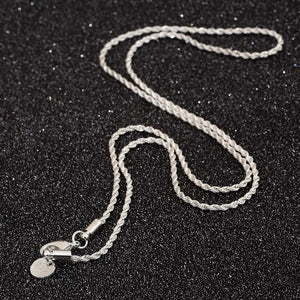925 Sterling Silver 4mm Twisted Rope & Chain Necklace Men Women