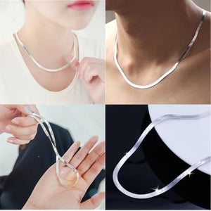 925 Sterling Silver Necklace 4mm Snake Chain Couple Jewelry