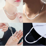 925 Sterling Silver Necklace 4mm Snake Chain Couple Jewelry