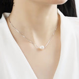 925 Silver Necklace Natural Freshwater Pearl Pendant Necklace For Women