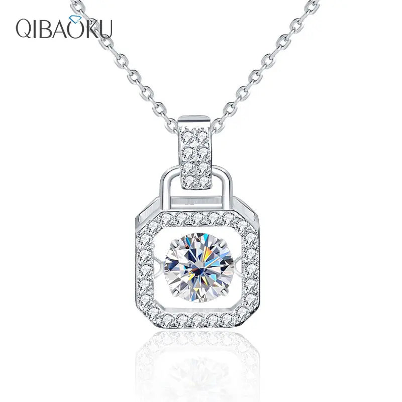 925 Silver Necklace Beating Heart Square Pendant Delicate Collar Neckchain