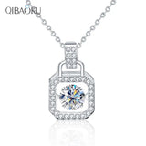 925 Silver Necklace Beating Heart Square Pendant Delicate Collar Neckchain