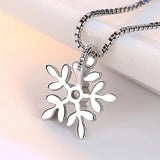 925 Silver CZ Snowflake Pendant Necklace Gift