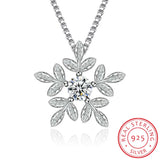 925 Silver CZ Snowflake Pendant Necklace Gift
