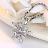 925 Silver CZ Snowflake Pendant Necklace Gift
