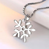 925 Silver CZ Zirconia Snowflake Pendant Necklace for Women