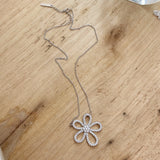 925 Silver Necklace Lilac Pendant Clear Zircon Flower Necklace