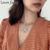 925 Silver Necklace Lilac Pendant Clear Zircon Flower Necklace